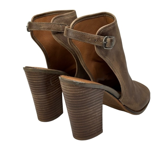 Lucky Brand Choco Brown Open Toe Ankle Strap Sandal Bootie Size 8 Block 4” Heels - Picture 7 of 13